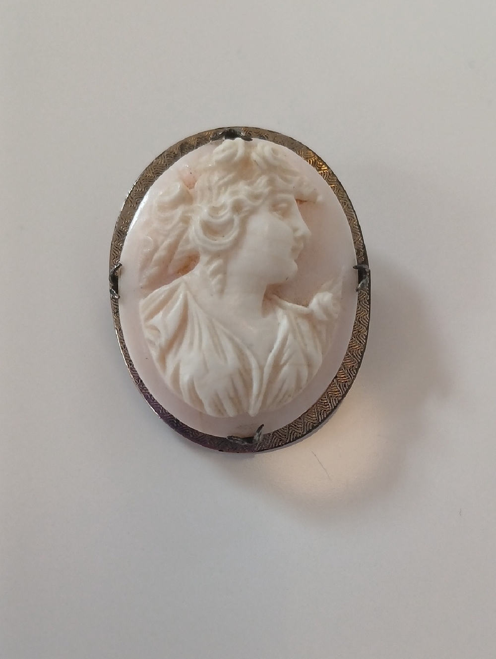 Classic Pink Cameo Brooch Vintage Sterling